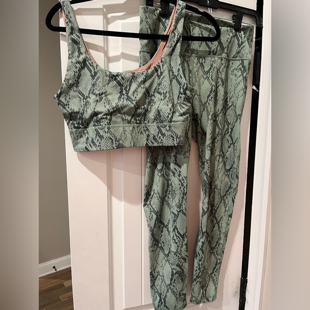 Fabletics Green Snake Print Activewear Set